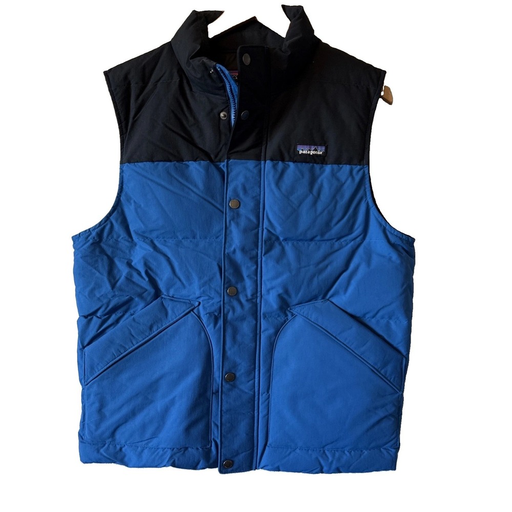 Patagonia Men Blue Black Downdrift NetPlus Shell Puffer Vest Size M